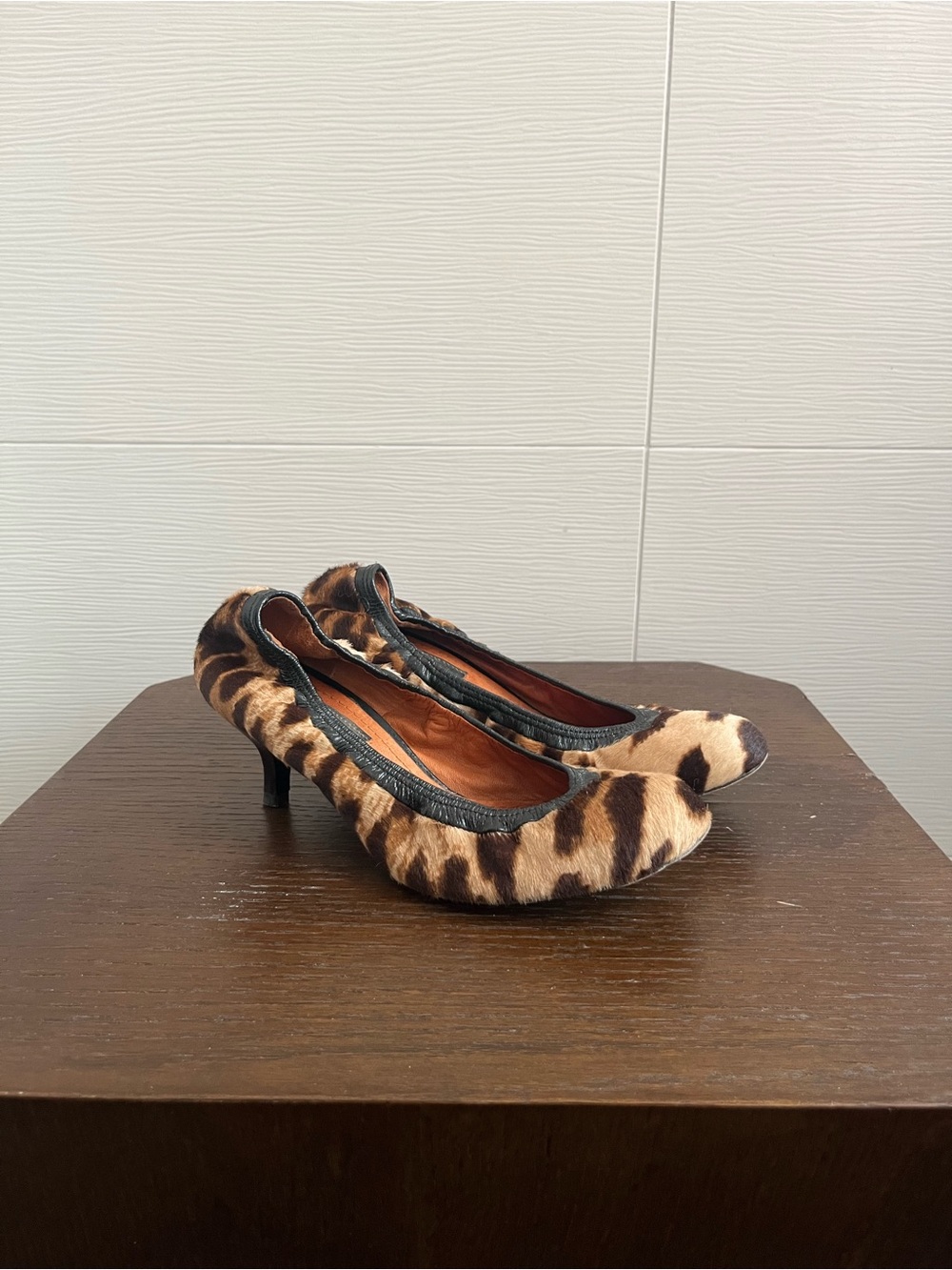 LANVIN Leopard pony hair ballerina Kitten Heels - 6.5